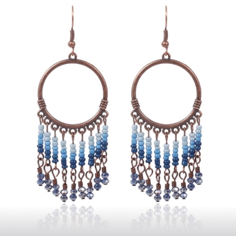 Blue beaded earrings